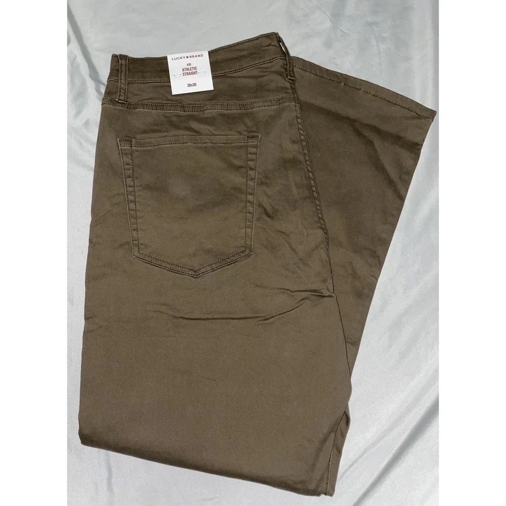 Lucky Brand 410 Athletic Straight Pants Mens Brown Advanced Stretch Chino 38X30